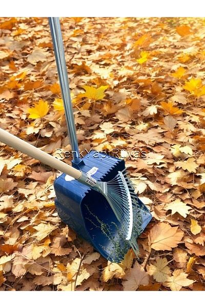 RENK YAPI RÜYASI Industrial Quality Dustpan Garden Cleaning Set - Wooden and Metal Handle Rake