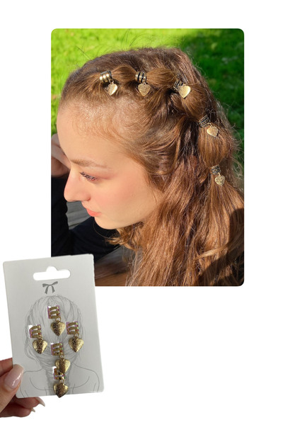 TAKIŞTIR Gold Color Heart Figured Hair Earring