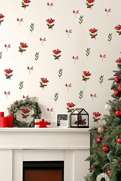 MSticker Kokina Çiçeği 3 Yılbaşı Süsü Yılbaşı Sticker Yılbaşı Hediyesi Cam Du...