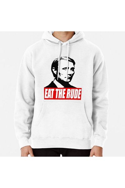 Hvit Stein EAT THE RUDE - Hannibal [Σκοτεινό φόντο] Φούτερ με στάμπα