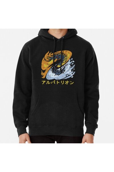 Hvit Stein سويت شيرت مطبوع عليه Monster Hunter World Iceborne Alatreon Kanji