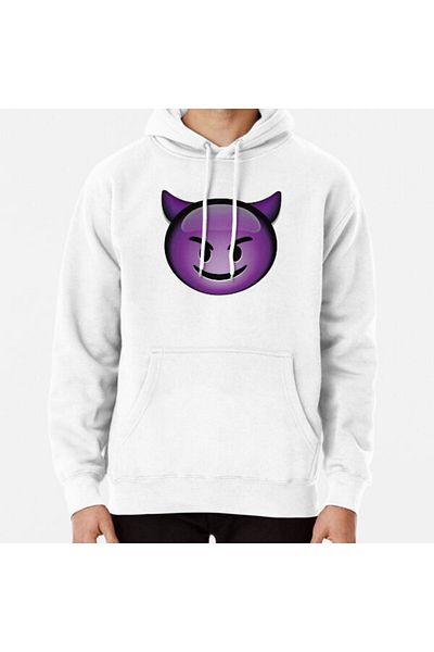 Hvit Stein Hanorac cu imprimeu Emoji Devil