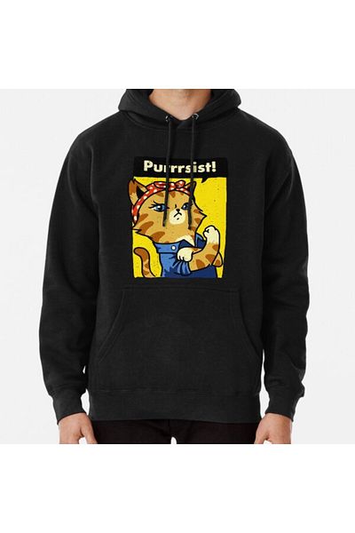 Hvit Stein Purrrsist! Φούτερ με στάμπα