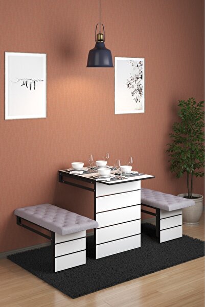 moka park avm Açılır Kapanır 4 Kişilik Çift  Tabureli Dikdörtgen Pratik Yemek...