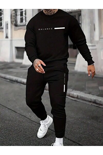 ORLONTEX Ανδρική φόρμα μαύρης ισορροπίας ριγέ Oversize