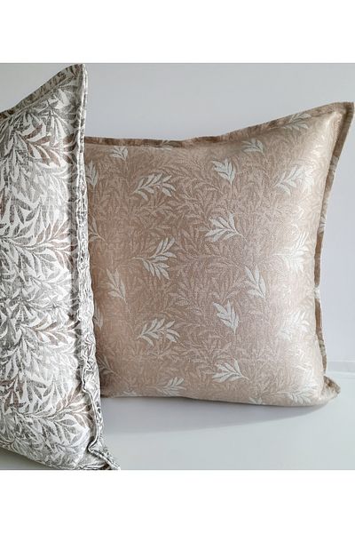 Fabric by Gülçin JACQUARD VISCOSSE ΎΦΑΣΜΑ ECRU-VISCOSE ΧΡΩΜΑ ΑΣΗΜΕΝΙΟ ΦΥΛΛΑ KIRLENT ΘΗΚΗ