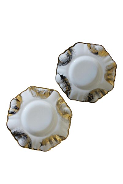 ALBETTO طبق شاي بورسلين مزين بالريش 6 قطع