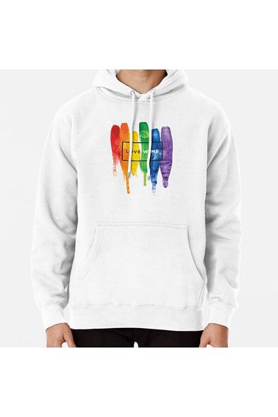 Hvit Stein Ακουαρέλα Love Wins Rainbow Paint Τυπογραφική στάμπα φούτερ