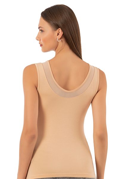 ÖZKAN underwear Özkan 22848 Women's Modal Cotton Thick Strap V-Neck Tulle Detailed Undershirt
