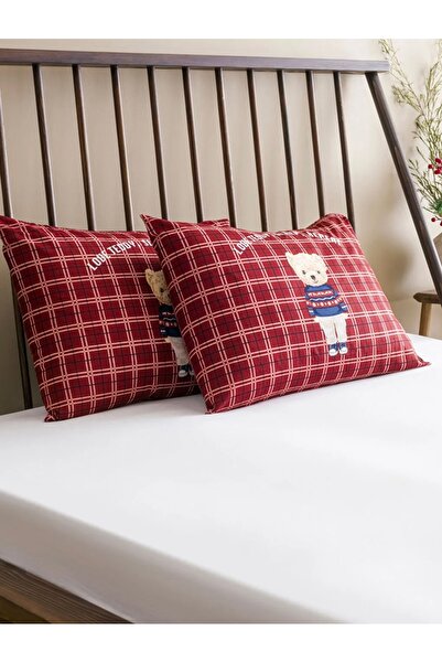 LC Waikiki Lcw Home Mixed Printed Bear Teddy Printed Pillow Case 2 Pieces 50X70 cm