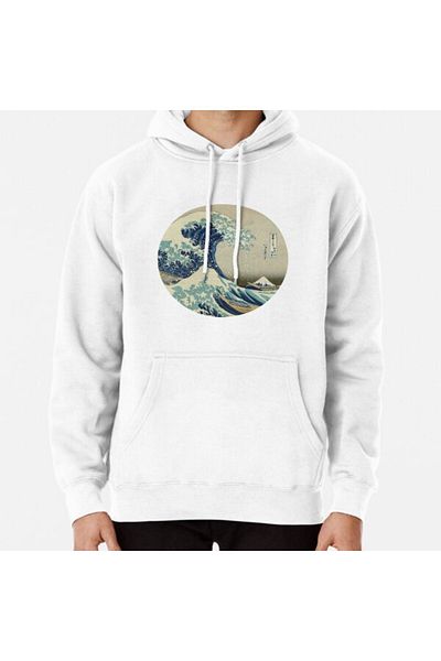 Hvit Stein Φούτερ με στάμπα Great Wave off Kanagawa Circle