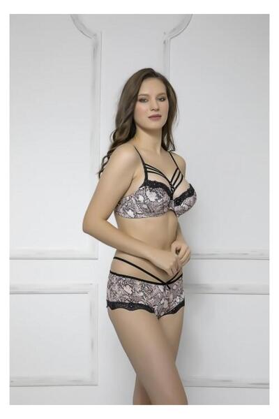 MOONLİGHT Moonlight 303 Yılan Desenli Kadife Destekli Sütyen Takımı