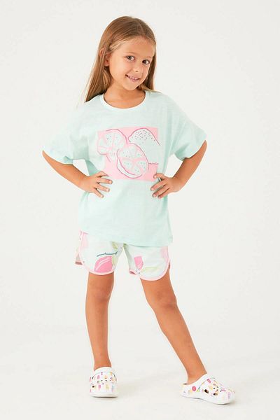ROLY POLY 3086 Mint Cotton Mother Girl Shorts Set