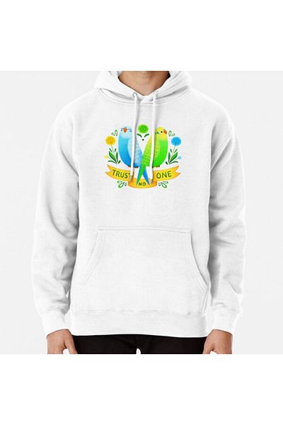 Hvit Stein Φούτερ με στάμπα Trust NO One Budgerigars