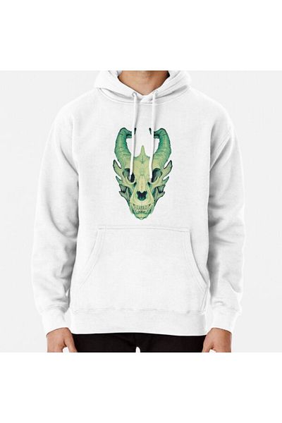 Hvit Stein Φούτερ με στάμπα Dragon Skull