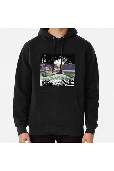 Hvit Stein Суитшърт с щампа „The Great Wave Color Glitch“
