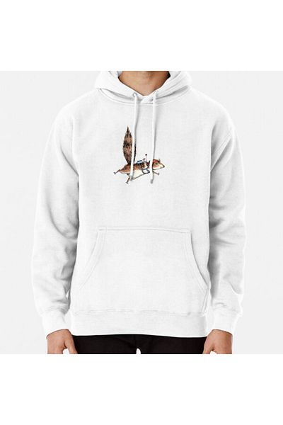 Hvit Stein Skydiver Squirrel - Φούτερ με στάμπα με επιλεγμένη περιπέτεια Cloudus Adventure