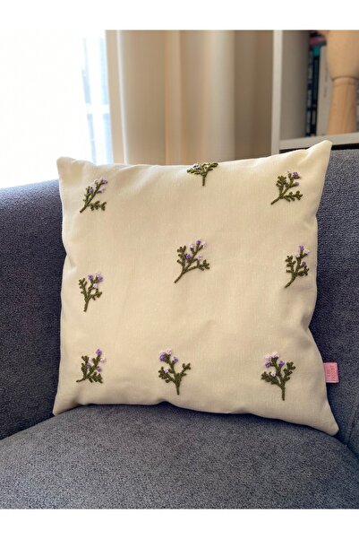 Les Passent Изпрана ленена калъфка за възглавница с минималистичен флорален м...