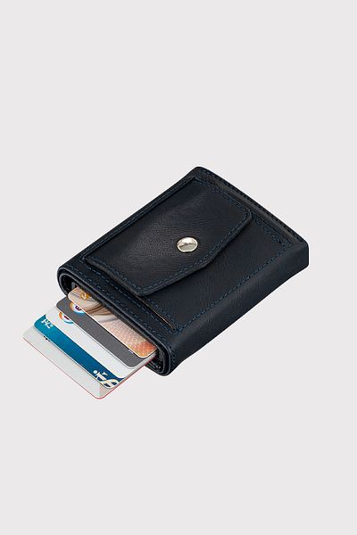 Garbalia Navy Blue Men's Wallet - Malta Mechanism, Coin Compartment