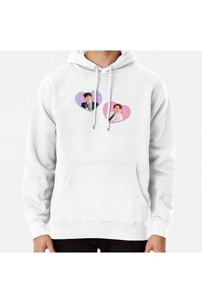 Hvit Stein Hanorac imprimat Heartstopper Charlie și Nick Sezonul 1 Love Hearts