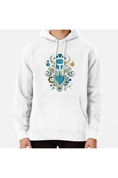 Hvit Stein Hanorac imprimat cu emblema Shovel Knight Shovelry