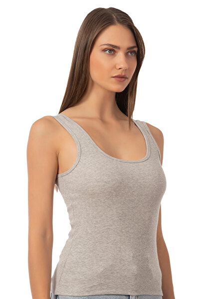 ÖZKAN underwear Özkan 26815 - Women's Soft Cotton Corded Undershirt Blouse, Flexible and Thick Strap