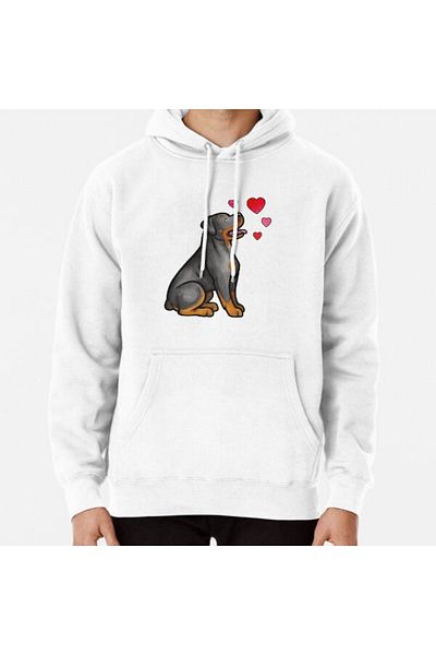 Hvit Stein Hanorac imprimat Rottweiler love