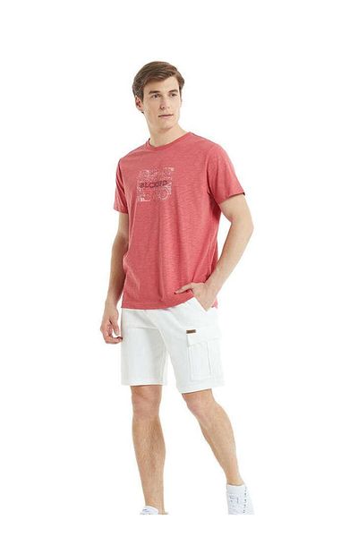 Blackspade 30855 Wine Color Cotton Round Neck Short Sleeve Men's T-shirt