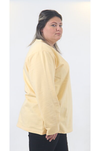 rood Büyük Beden Ünisex Sweatshirt UZUN KOL