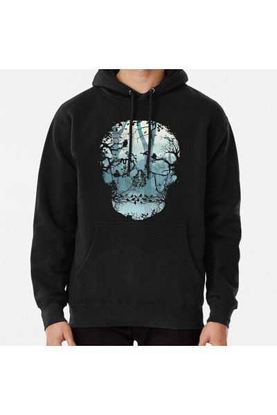 Hvit Stein Φούτερ με στάμπα Dark Forest Skull