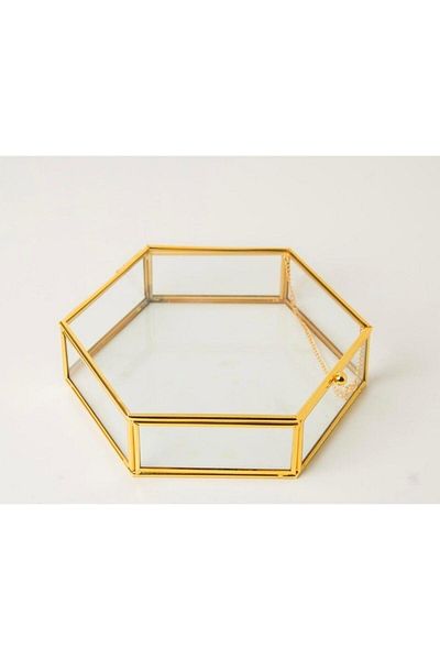 By Ayça Vardan Glass Box Hexagonal Chocolate, Jewelry and Decor 20X20X5 cm