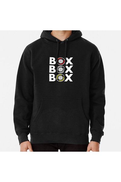 Hvit Stein Φούτερ με στάμπα Box Box Box F1 Tire Compound White Text Design