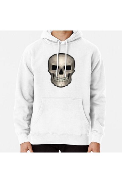Hvit Stein 16 Bit Skull Printed Sweatshirt