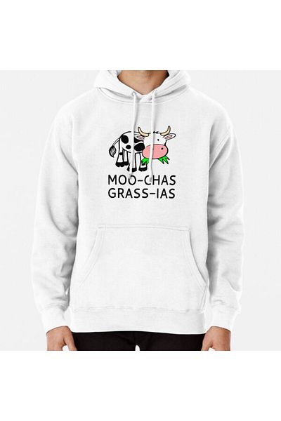 Hvit Stein Φούτερ με στάμπα Muchas Gracias Moo-chas Grass-ias