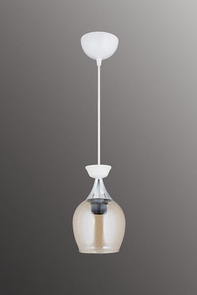 SONSUZ AYDINLATMA&AVİZE Single Pendant Lamp White Bell Glass Honey Glass Chrome Luxury Modern Downward Facing Chandelier