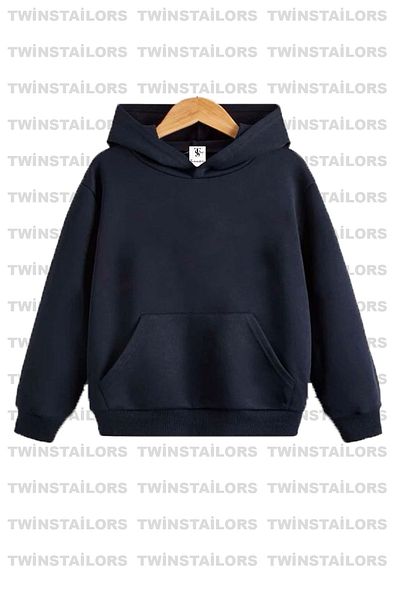 twins tailors Унисекс суитшърт с качулка, 2 броя, без принт, от полар отвътре