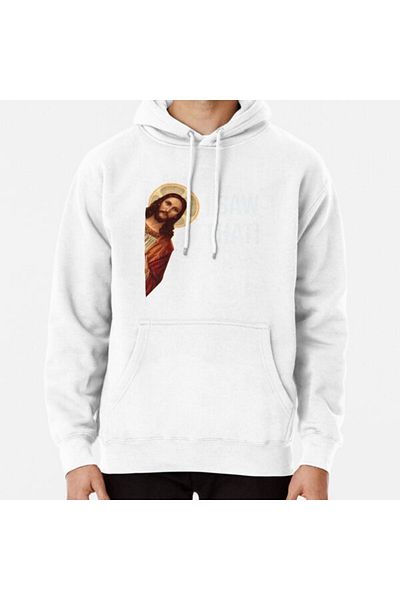 Hvit Stein Jesus Meme I Saw That Printed Sweatshirt