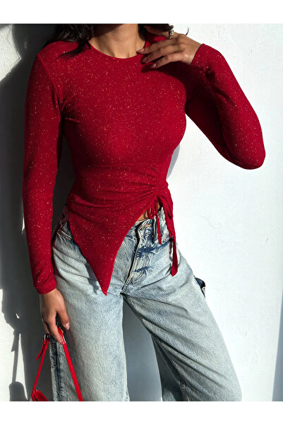 The Robi Büzgü Detaylı Simli Bluz