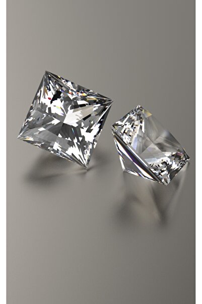 Giove 925 Ayar Gümüş Kare Taşlı Erkek Küpe - 8 mm, Beyaz ve Antrasit Metal Seçenekleri