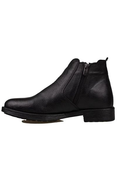 MİYA Genuine Leather Chelsea Model Zippered Casual Men's Boots Black