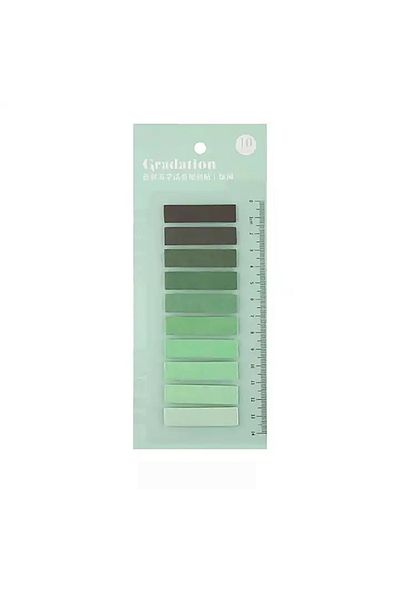 GUGUK 10 Colored Dark Green Ruled Index - Tones Themed Post-It Sticky Note
