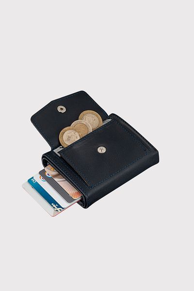Garbalia Navy Blue Men's Wallet - Malta Mechanism, Coin Compartment