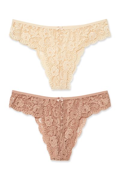 HNX Γυναικεία εσώρουχα 2 συσκευασιών LaceHigh Waist Slip