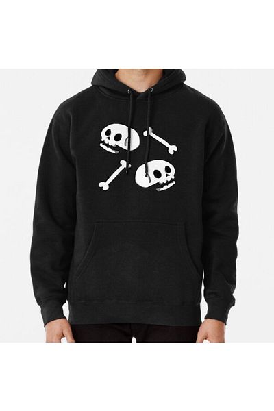 Hvit Stein Αυτοκόλλητα doodle Skull and Bones Φούτερ με στάμπα