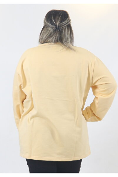 rood Büyük Beden Ünisex Sweatshirt UZUN KOL