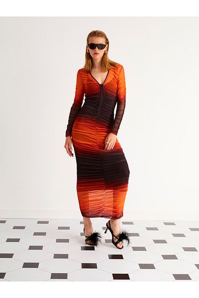 Nocturne Draped Tulle Dress