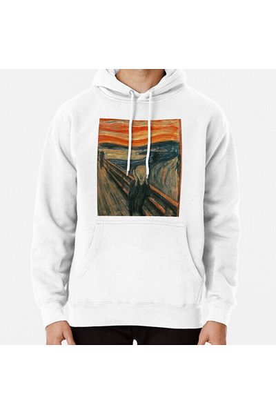 Hvit Stein The Scream του Edvard Munch εμπριμέ φούτερ