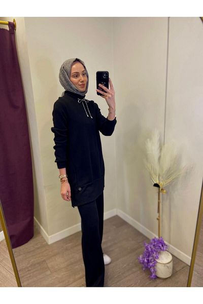 Levidor Black Glittered Cashmere Fabric Double Set
