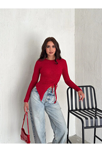 The Robi Büzgü Detaylı Simli Bluz