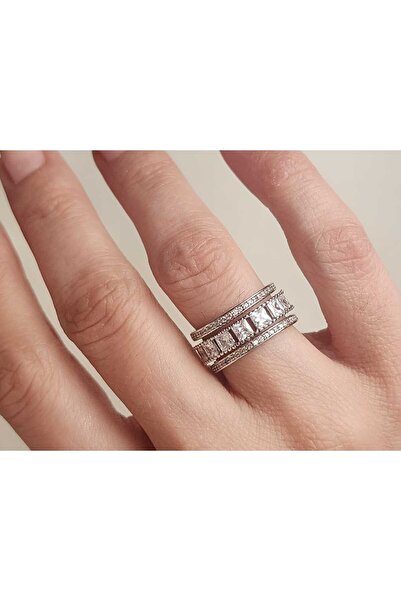 ZÜLİSCH ÇELİK GÜMÜŞ RENK TAŞLI YÜZÜK AYARLANABİLİR